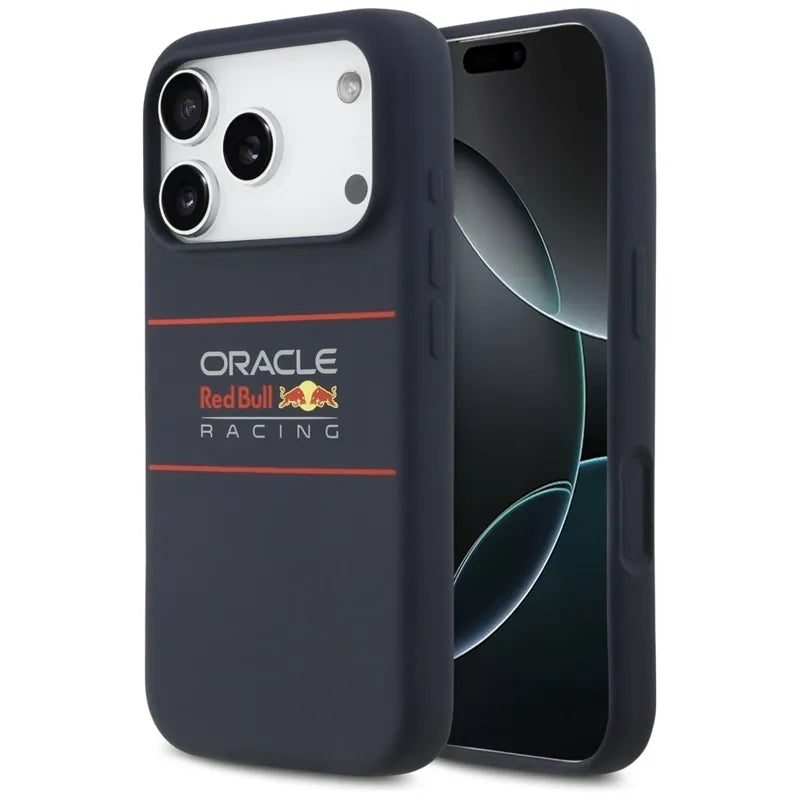 Red Bull Silicone Horizontal Centered Logo MagSafe - iPhone 17 Pro dėklas (tamsiai mėlynas)