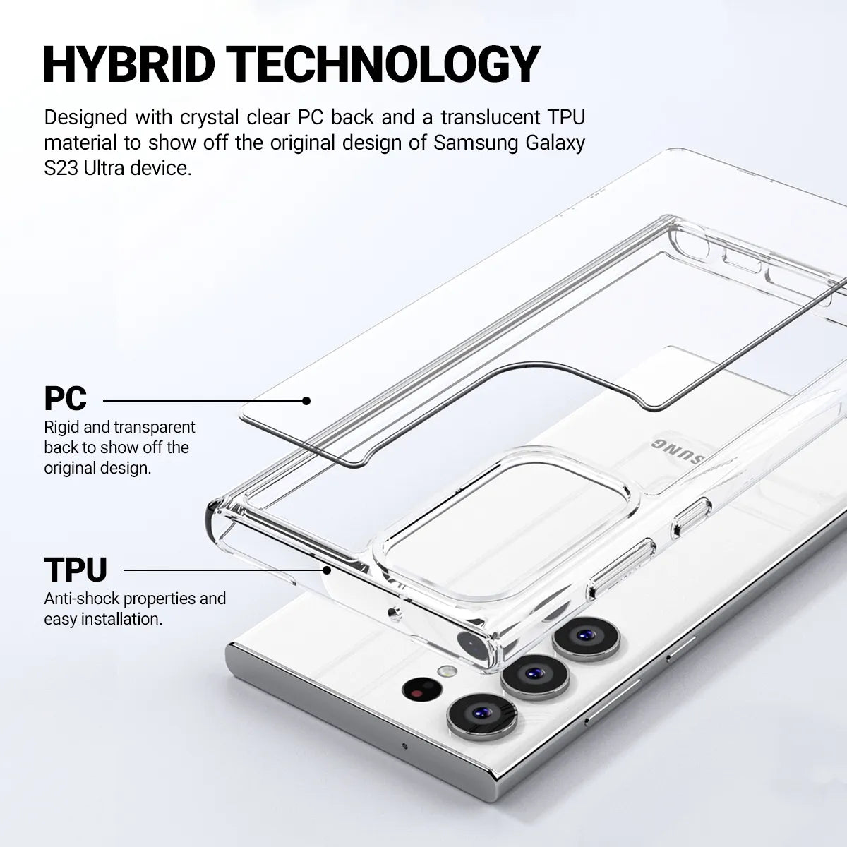 Crong Crystal Shield Cover – dėklas Samsung Galaxy S23 Ultra (skaidrus)