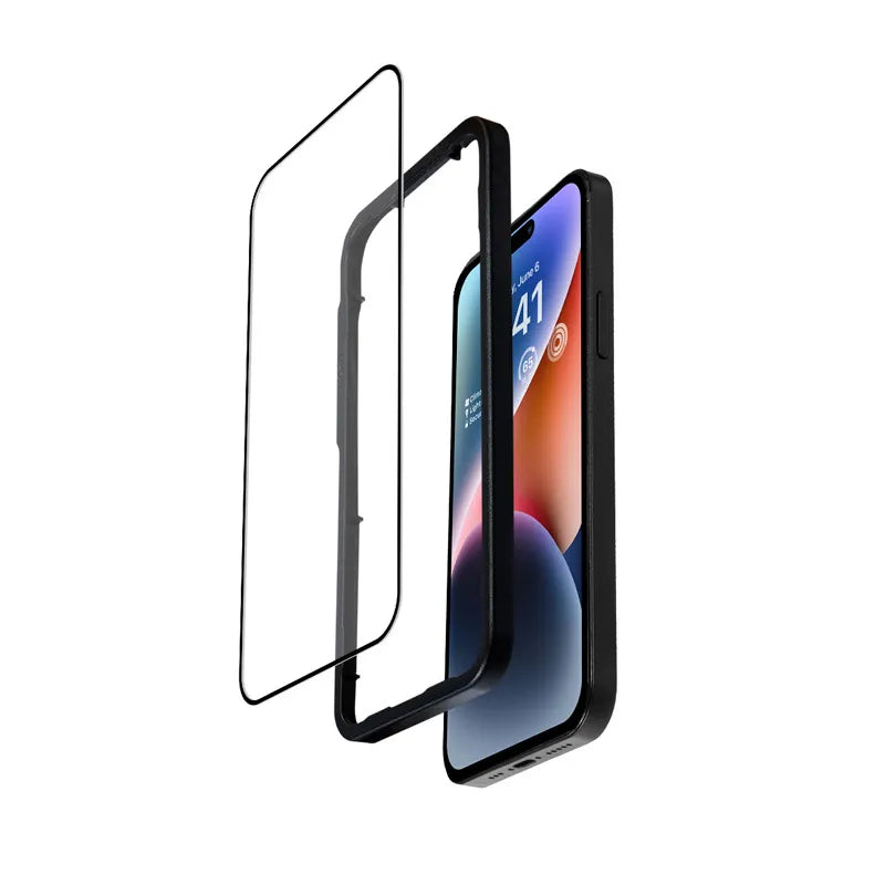 Crong antibakterinis 3D Armor Glass – 9H grūdintas stiklas visam iPhone 14 Pro ekranui + montavimo rėmelis