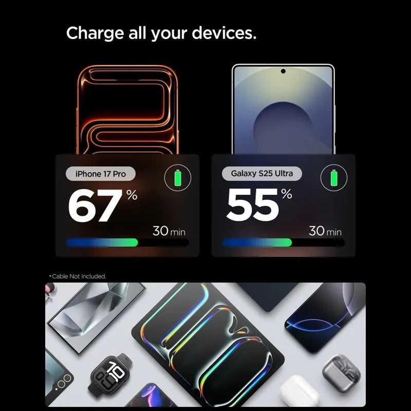 Spigen Essential EE301EU GaN – USB-C PD PPS 30W sieninis įkroviklis (Natural Titanium)