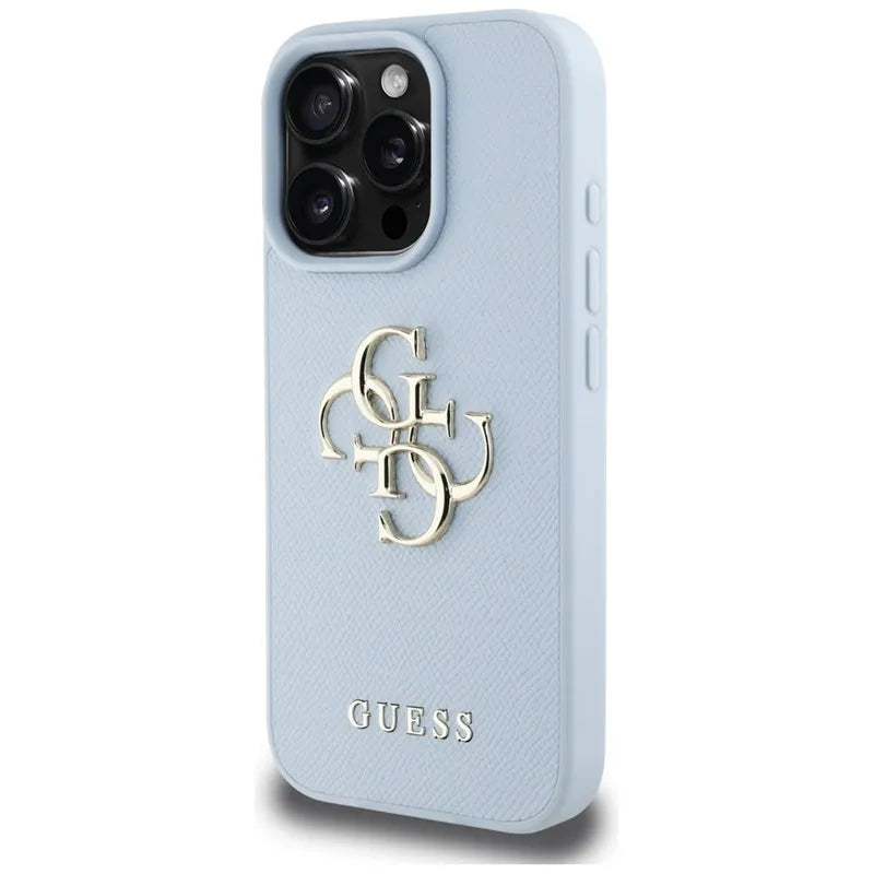 Guess Grained Big 4G Logo Small Classic Logo – Dėklas iPhone 16 Pro (mėlynas)