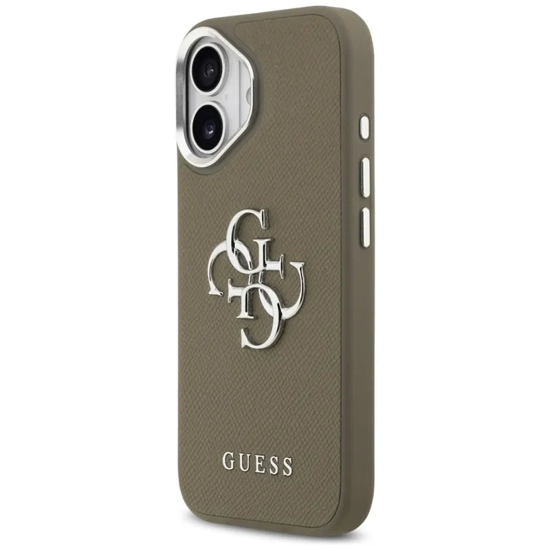 Guess Grained Big 4G Classic Logo – Dėklas iPhone 17 (ruda)