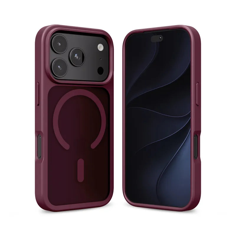 Crong Hybrid Matte Magnetic – MagSafe dėklas, skirtas iPhone 17 Pro (bordo)