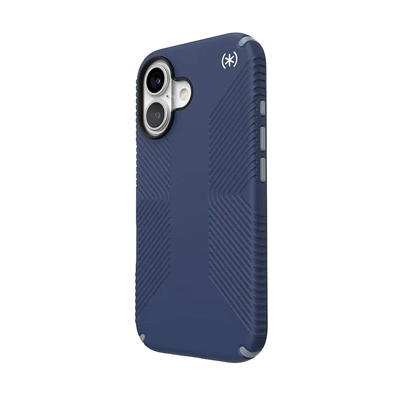 Speck Presidio2 Grip – dėklas iPhone 16 (Coastal Blue / Dust Gray / White)