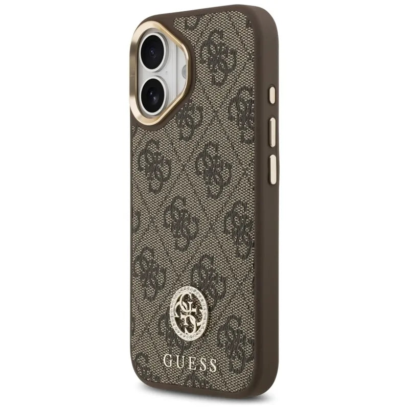 Guess 4G Strass Logo MagSafe - Dėklas iPhone 17 (Rudas)