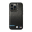 BMW Leather Carbon Blue Line – dėklas iPhone 13 Pro Max (juodas)