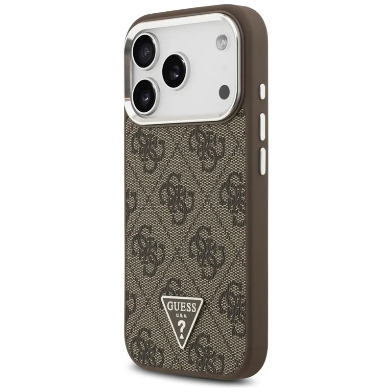„Guess 4G Triangle Logo MagSafe“ dėklas „iPhone 17 Pro“ (rudas)
