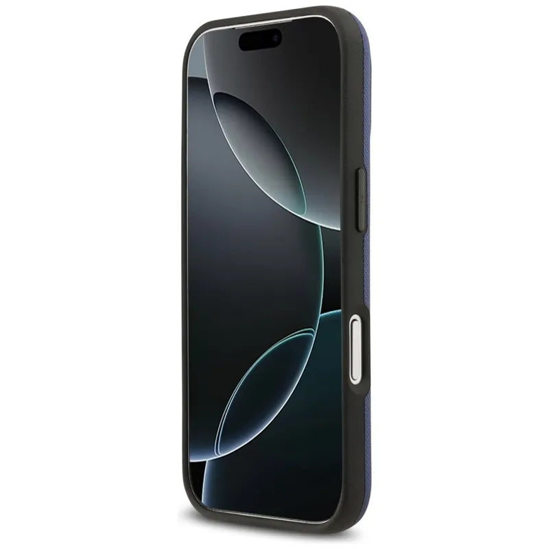 BMW M FW Metal Logo MagSafe – dėklas iPhone 17 Pro Max (tamsiai mėlynas)