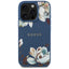 Guess Grained Printed Flower Pattern MagSafe – dėklas iPhone 16 Pro (mėlynas)