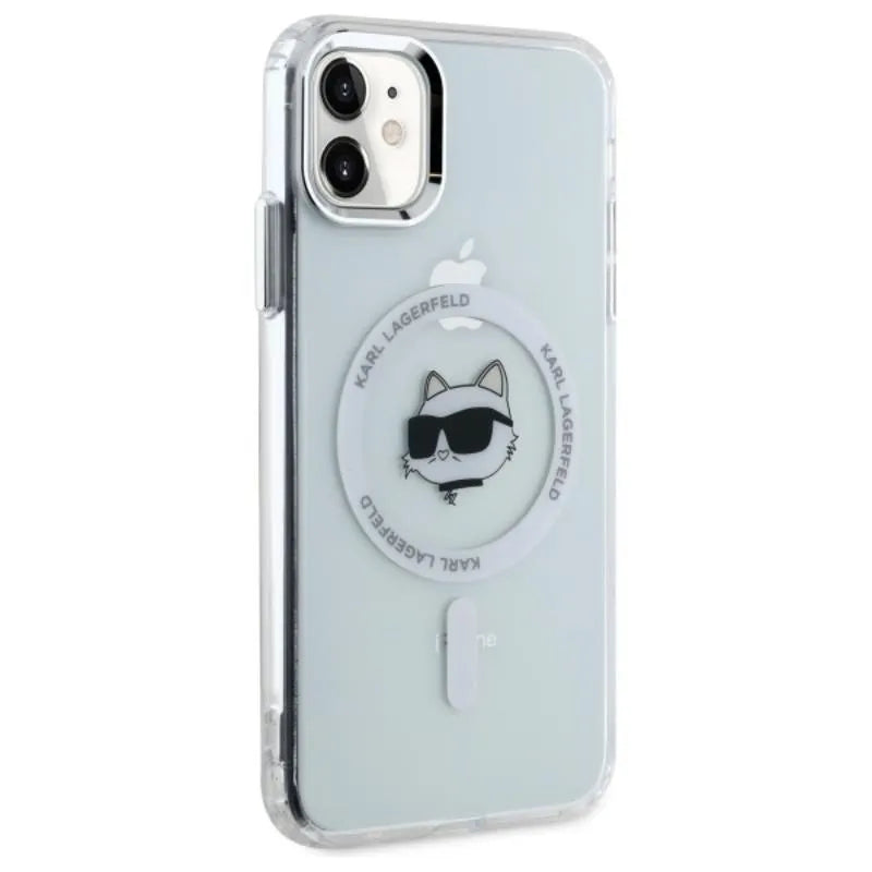 Karl Lagerfeld IML Metal Choupette Head MagSafe – Dėklas iPhone 11 (Baltas)