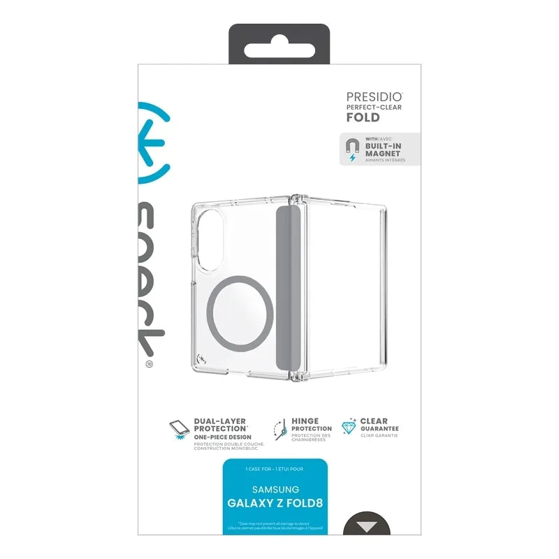 Speck Presidio Perfect-Clear Magnet – MagSafe dėklas, skirtas Samsung Galaxy Z Fold 8 (skaidrus)