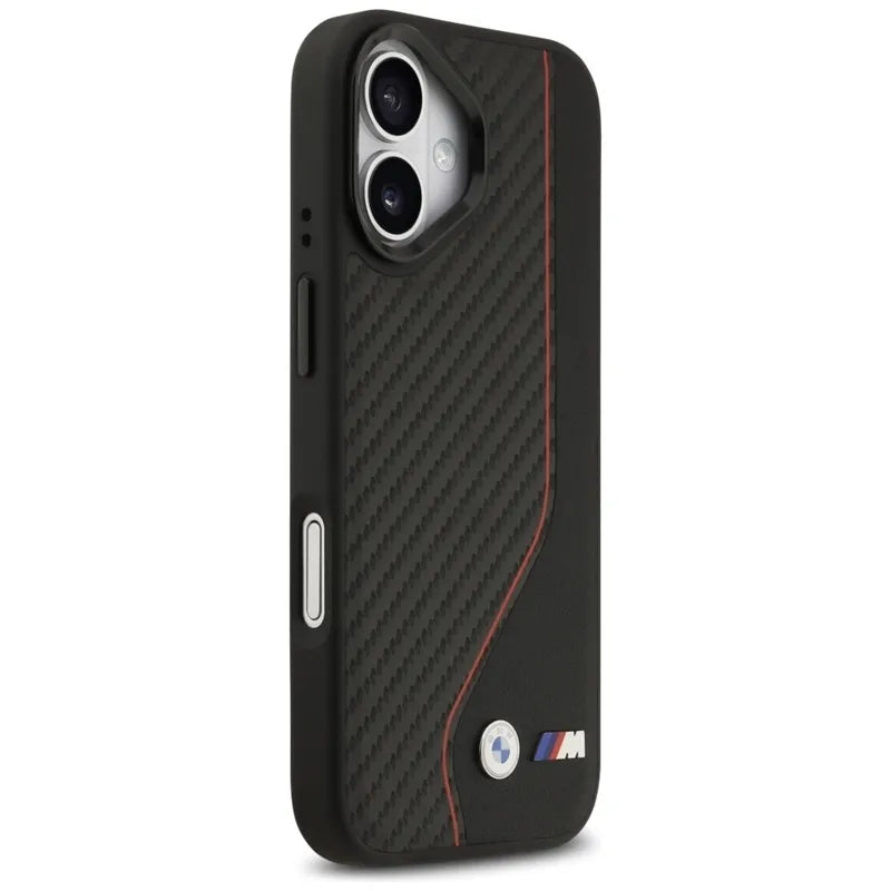 BMW M Carbon Line & Logo MagSafe – dėklas iPhone 17 (raudonas)