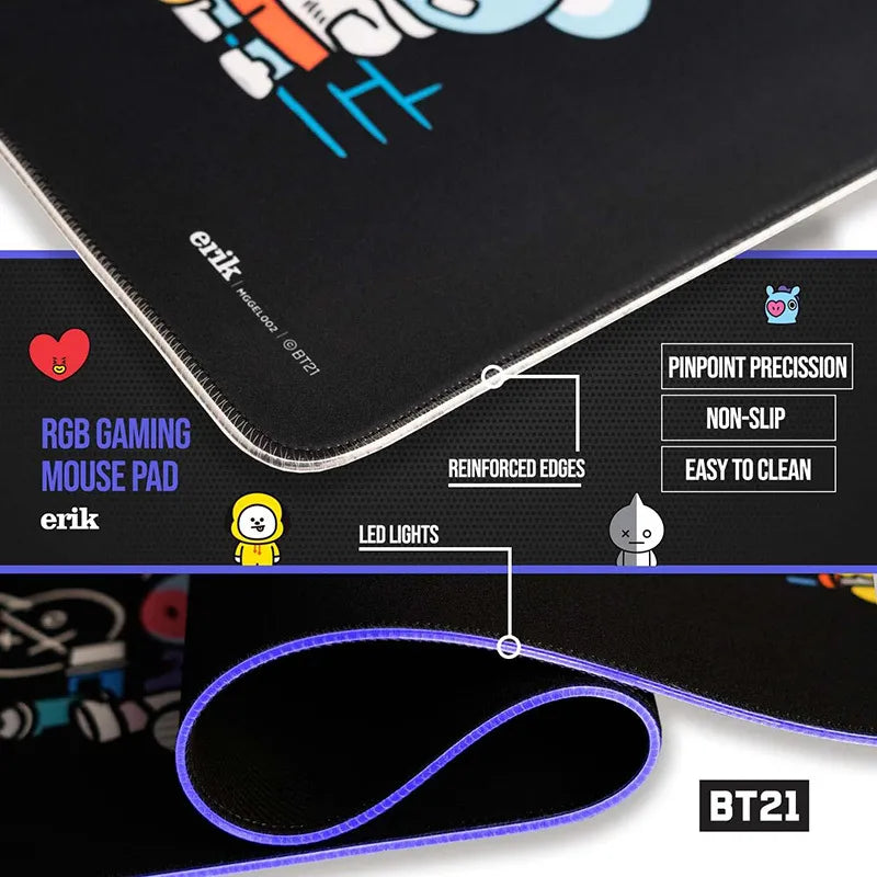 BT21 - XXL žaidimų / stalo kilimėlis su LED apšvietimu (90 x 40 cm)