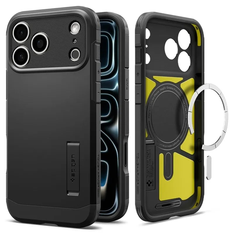 Spigen Tough Armor T Mag MagSafe – dėklas, skirtas iPhone 18 Pro / 17 Pro (juodas)
