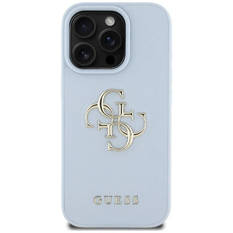 Guess Grained Big 4G Logo Small Classic Logo – Dėklas iPhone 16 Pro (mėlynas)