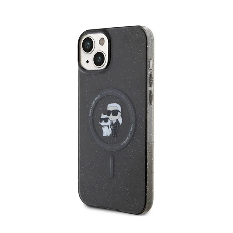 Karl Lagerfeld Karl & Choupette Glitter Magsafe - Dėklas iPhone 15 (juodas)