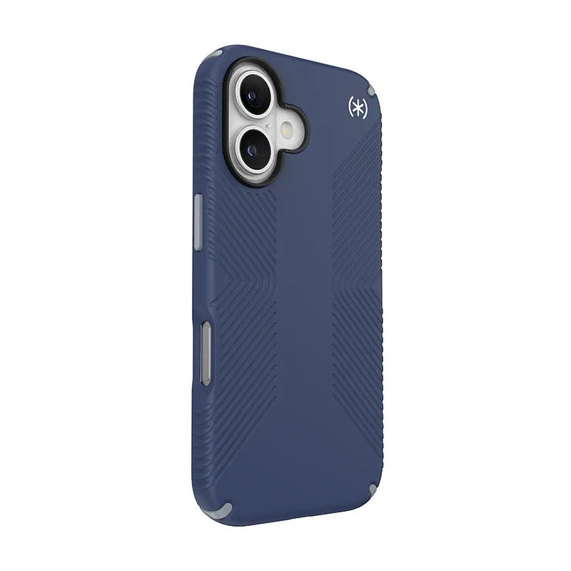 Speck Presidio2 Grip – dėklas iPhone 16 (Coastal Blue / Dust Gray / White)