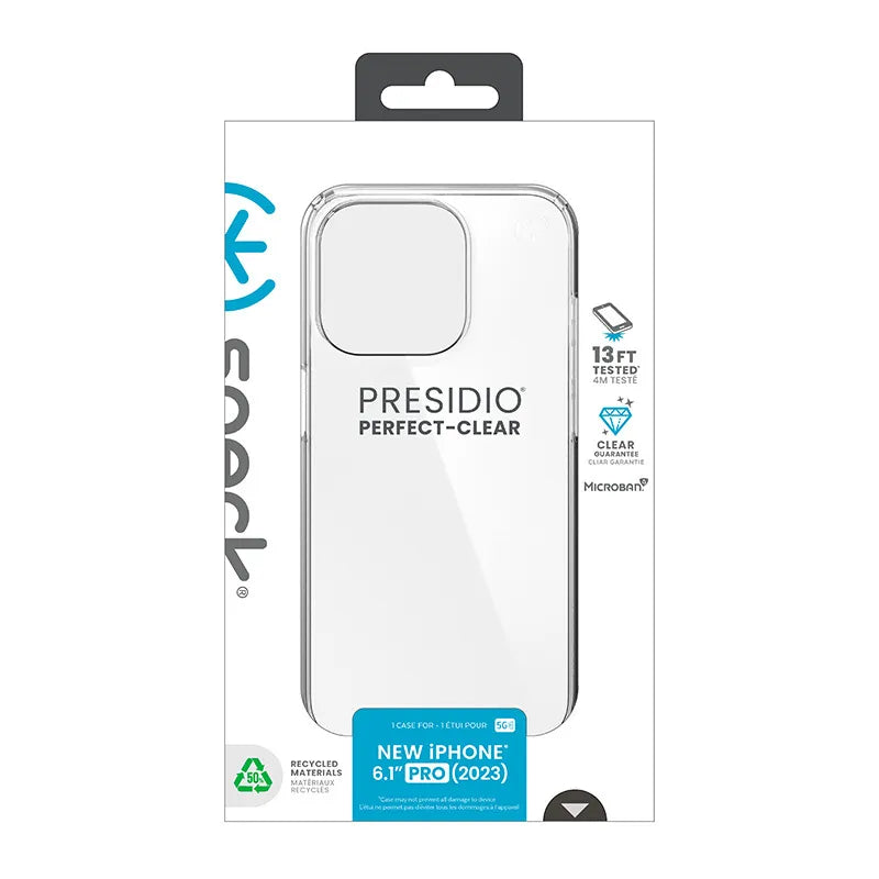 Speck Presidio Perfect-Clear – dėklas iPhone 15 Pro (skaidrus)