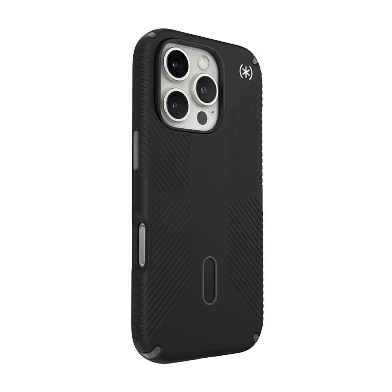 Speck Presidio2 Grip ClickLock & MagSafe – iPhone 16 Pro dėklas (juodas / skalūno pilka / baltas)