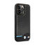 BMW Leather Carbon Blue Line – dėklas iPhone 13 Pro Max (juodas)