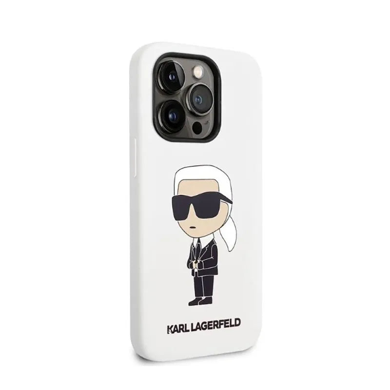 Karl Lagerfeld Silicone NFT Ikonik – dėklas iPhone 14 Pro telefonui (baltas)
