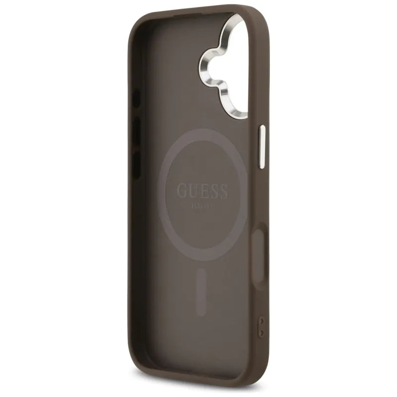 Guess 4G Triangle Logo MagSafe – Dėklas iPhone 17 (ruda)
