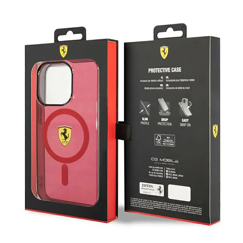 Ferrari Translucent MagSafe – dėklas iPhone 14 Pro Max (raudonas)