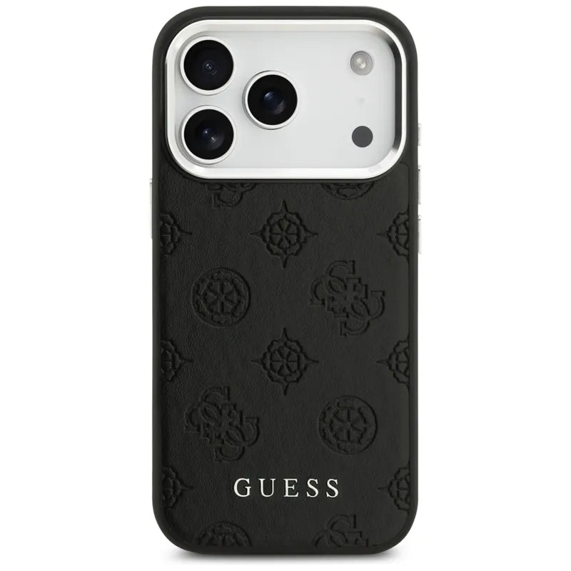 Guess Peony Hot Stamp Script MagSafe – dėklas iPhone 17 Pro (juodas)
