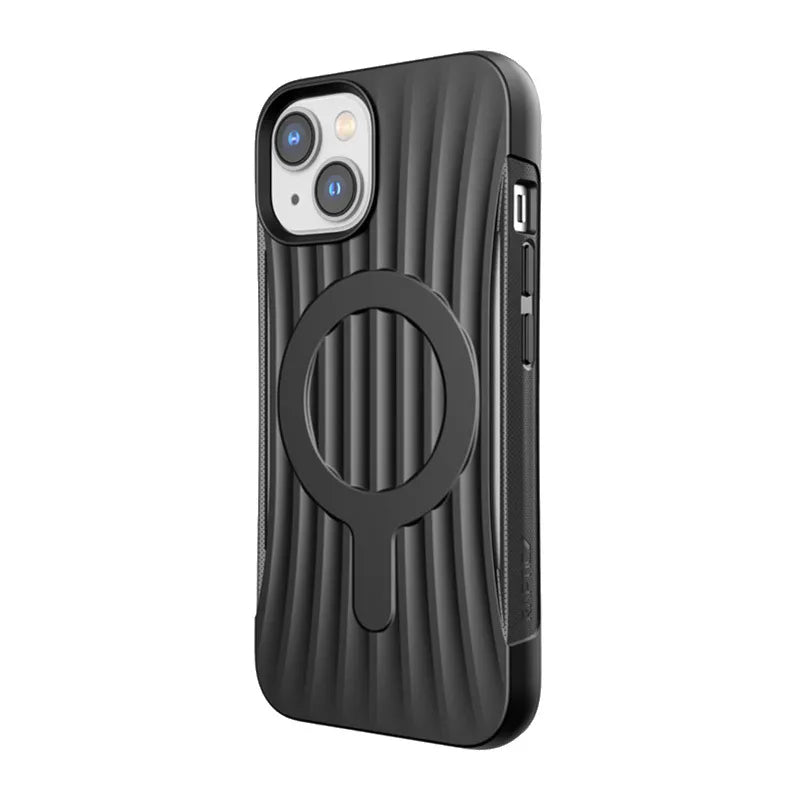 X-Doria Raptic Clutch MagSafe – Biologiškai skaidus dėklas, skirtas iPhone 14 (atsparus kritimui iš 3 m aukščio) (juodas)