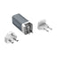 Energizer Ultimate – GaN USB-C ir USB-A 65W PD tinklo įkroviklis su EU/UK/US adapteriais (sidabrinis)
