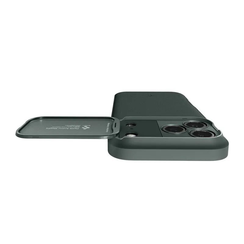 Spigen Optik Armor Mag MagSafe – dėklas iPhone 17 Pro (Abyss Green)