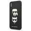 Karl Lagerfeld Saffiano Karl & Choupette Heads – dėklas iPhone Xs / X telefonui (juodas)