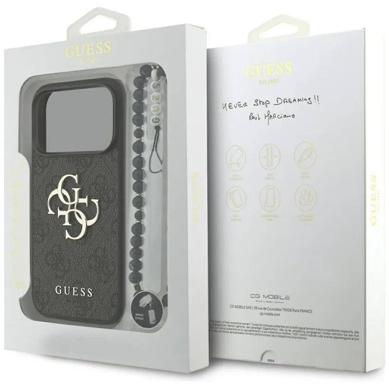 Guess 4G Strap 4G Classic Logo - dėklas iPhone 17 Pro (juodas)