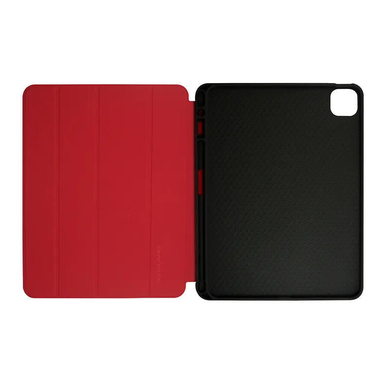 Crong FlexFolio – iPad Air 11” (2026-2024) / iPad Air 10.9” (5-4 kartos) / iPad Pro 11" (2022-2021) dėklas su Apple Pencil laikikliu (raudonas)