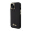 Guess Silicone Script Metal Logo & Frame dėklas – iPhone 15 (juodas)