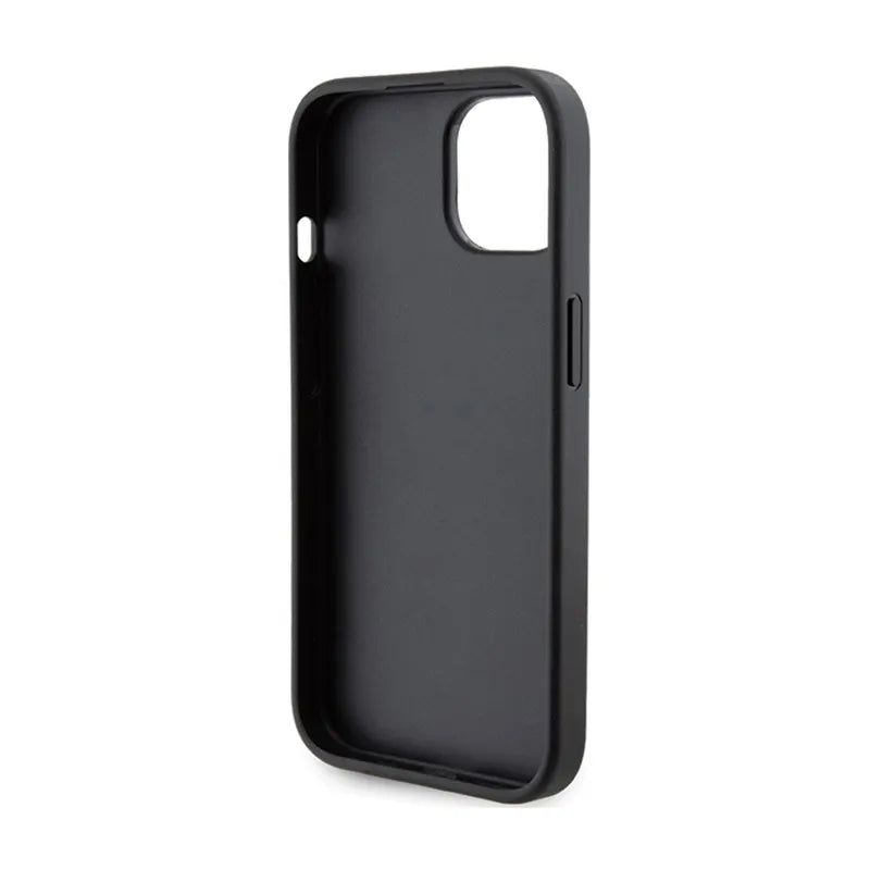 Karl Lagerfeld Gripstand Saffiano Choupette Pins – dėklas iPhone 15 telefonui (juodas)
