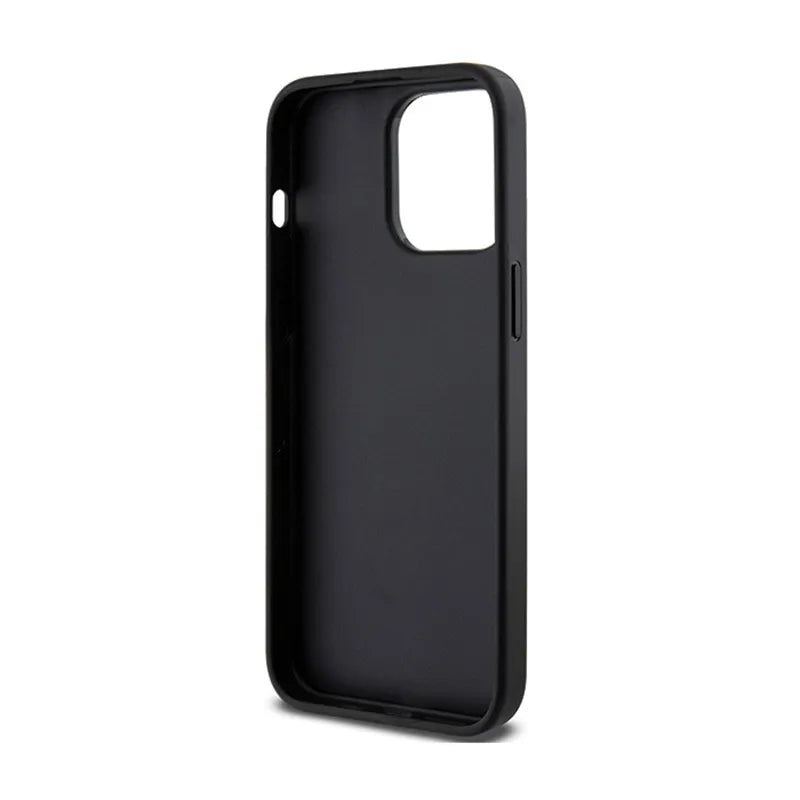 Karl Lagerfeld Gripstand Saffiano Choupette Pins – dėklas iPhone 13 Pro Max telefonui (juodas)