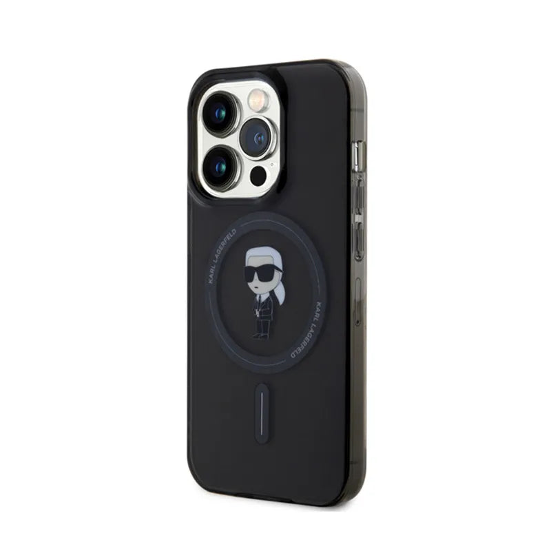 Karl Lagerfeld IML Ikonik MagSafe – dėklas iPhone 15 Pro (juodas)
