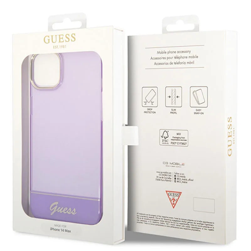 Guess Translucent – dėklas iPhone 14 Plus (violetinis)