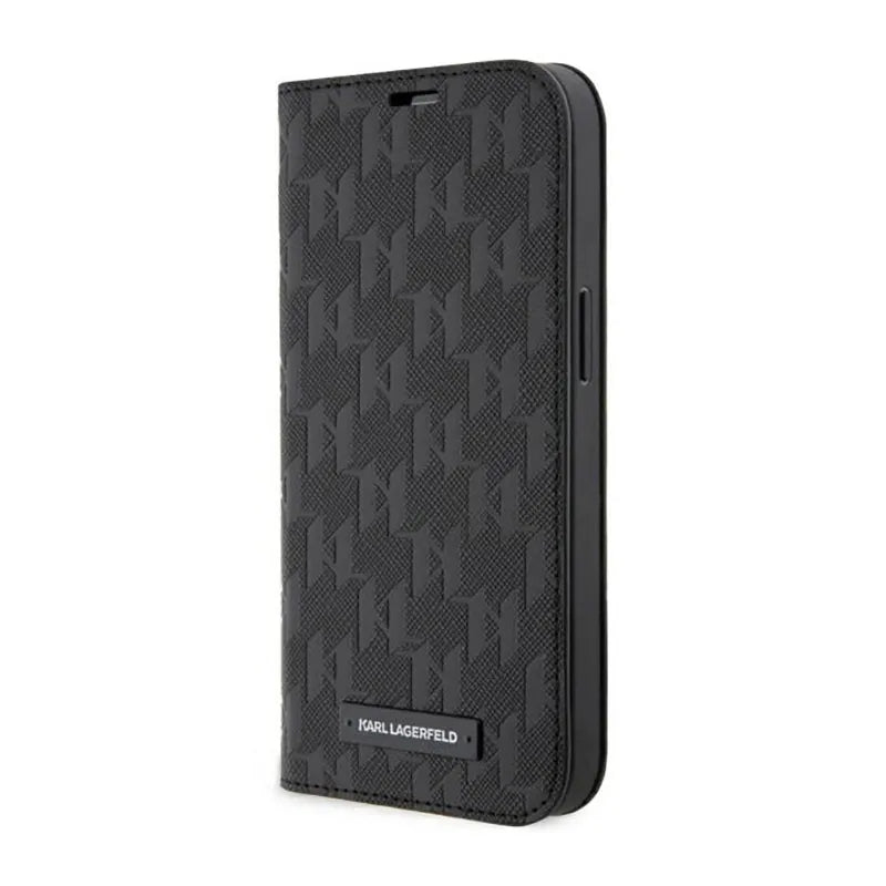 Karl Lagerfeld Booktype Saffiano Monogram – dėklas iPhone 14 Pro (juodas)