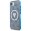 Guess IML Metal Glitter 4G Circle Triangle MagSafe – dėklas iPhone 16e (mėlynas)