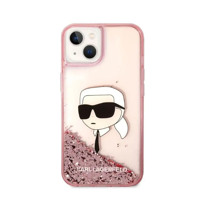 Karl Lagerfeld Liquid Glitter NFT Karl's Head – dėklas iPhone 14 Plus (rožinis)