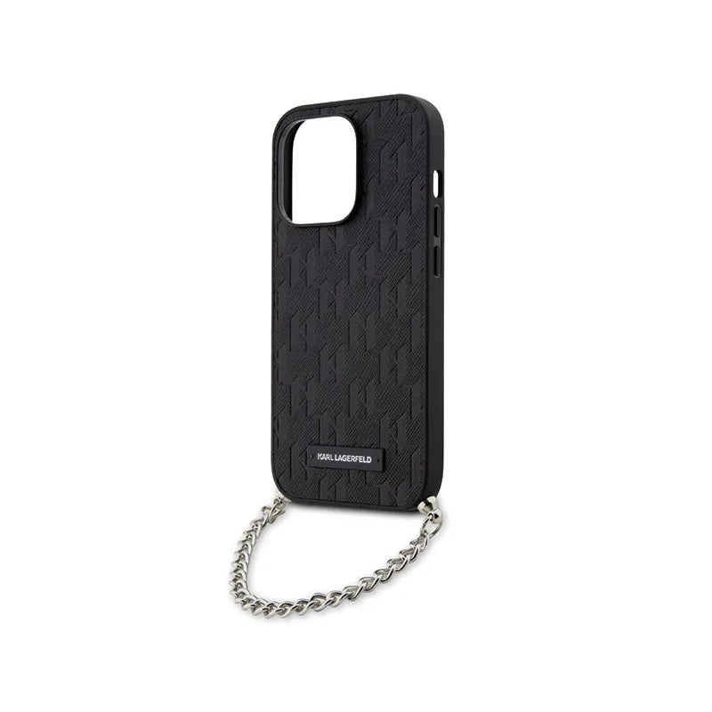 Karl Lagerfeld Saffiano Monogram Chain - Dėklas iPhone 14 Pro (Juodas)