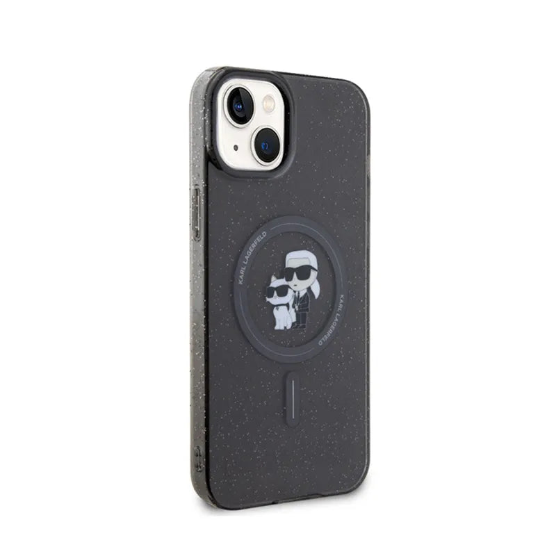 Karl Lagerfeld Karl & Choupette Glitter Magsafe - Dėklas iPhone 15 (juodas)