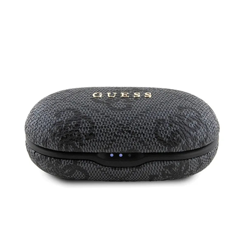 Guess 4G Metal Logo – TWS ENC Bluetooth ausinės + įkrovimo dėklas (juodos)