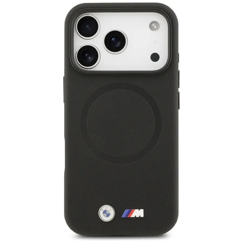 BMW M FW Metal Logo MagSafe – Dėklas iPhone 17 Pro (juodas)