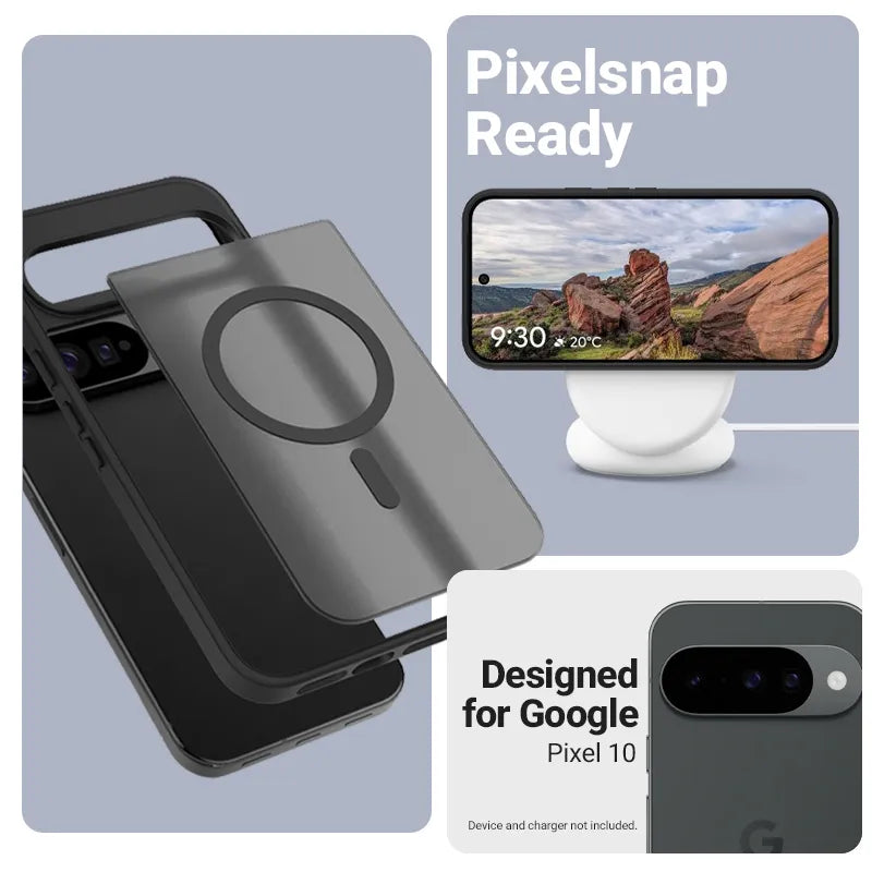 Crong Hybrid Matte Magnetic – MagSafe dėklas, skirtas Google Pixel 10 (juodas)