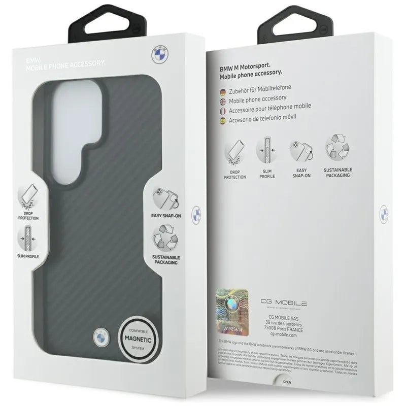 BMW Sign Magnetic Carbon Fiber MagSafe dėklas - Samsung Galaxy S26 Ultra (juodas)