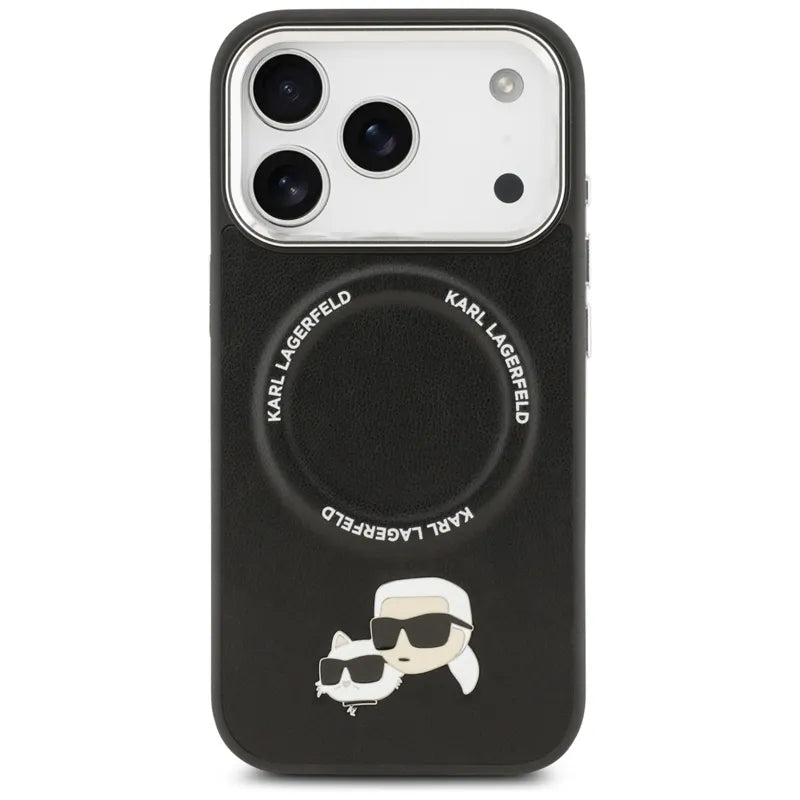 Karl Lagerfeld Karl & Choupette Pins MagSafe dėklas, skirtas iPhone 17 Pro Max (juodas)