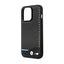 BMW Leather Carbon Blue Line – dėklas iPhone 13 Pro Max (juodas)